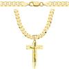 AMAR Collana in oro 585 con croce e catena da uomo 925/585 - collana a croce in oro massiccio 5 mm - 50 cm, Argento, Nessuna pietra preziosa