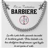 Bramart Collana Cubana Uomo Parrucchiere Barbiere idea regalo compleanno - Idee Regali per lui Natale Festa del papà - Accessori per Parrucchieri Barbieri - Cofanetto con DEDICA incluso (Barbiere - Argento)