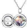 ChicSilver Collana Personalizzata Argento 925 con Foto Incisione, Ciondolo Portafoto Personalizzato Argento Lunga 55+5cm, Collana Tondo Ciondolo Personalizzato, Idee Regalo per Natale Anniversario