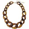 Bocar Collana Statement Choker Grosso con Catene in Rete e Perline Dipinte ad Acrilico Regalo per Donne Stile Bohemien (NK-10510-Leopard)
