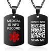 Theluckytag QR Code Medical Alert Collana Uomini Donne Bambini - 19 '' collana ID medico in acciaio inossidabile - Più spazio Informazioni mediche personalizzate