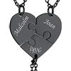 Suplight Collana Donna Personalizzata a Cuore Divisio con Nome in 3 pezzi collana nera donna Acciaio Inossidabile Collana Puzzle collana amica famiglia personalizzata Regalo Natale San Valentino