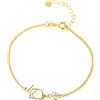 Getname Necklace Braccialetto personalizzato con due iniziali interbloccate | bracciale con lettere interbloccate minuscole | regalo personalizzato per donna lei mamma | Bracciali con lettere e pietra portafortuna