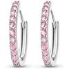 LES FOLIES DI PAOLA GRIECO Coppia di Orecchini a Cerchio Rosa cerchietti strass in argento 925 rodiato - Hoops Collection (12mm)