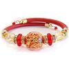 Venezia Classica - Bracciale da Donna con perle in Vetro di Murano Originale e vera pelle Toscana, Collezione Diana, con foglia in oro 24kt, Made in Italy certificato (Rosso)