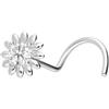 PIERCINGLINE Piercing da naso a spirale da 14 carati o 18 K, con motivo a spirale, con fiori, colore a scelta, 6 mm Stablänge, Oro bianco, Moissanite