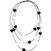 PASSIONE Collana in corda con CUORI in vera pelle - Bianca e nera - Collana multistrato (3 giri) - Realizzata a mano in Italia (Yin & Yang)