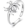 NewL Anello regolabile in argento sterlina S925 ragno per le donne anelli strega regalo gioielli, Argento Sterling