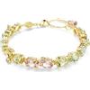 Swarovski Gema Bracciale Tennis, Tagli Misti, Multicolore, Finitura Oro