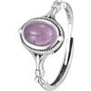 AZfilter Anello regolabile in argento Sterling S925 con ametista, 7 x 5 mm, con pietra preziosa ovale vintage, filigrana floreale, febbraio, gioiello spirituale bohémien, regalo per donne, argento