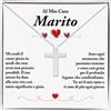 Bramart Collana Uomo a Croce Argento Oro Per Marito o Fidanzato Regalo compleanno figli maschi idea regalo per lui per Natale compleanni - Cofanetto con DEDICA incluso (A Mio Marito 2)