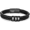 Presentimental Bracciale da Uomo in Pelle Personalizzato Acciaio Inossidabile Bracciali con 1-5 Anelli Nome Regalo per Papà, Marito, Fidanzato