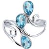 mantraroma Anello in argento 925 da donna con topazio blu, pietra preziosa blu insolita e giocosa