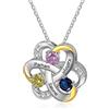 RolaOnly Regali di Natale per Donne Collana Personalizzata in Argento S925 con 2-5 Pietre Portafortuna, Nome Inciso, Gioielli con Ciondolo a Forma di Cuore Personalizzati