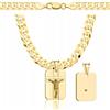 AMAR Amor Luxury Collana da Uomo in Oro 585 e Argento Sterling 925 - Massiccio, Croce, Spessa 6,5 mm, 50 cm