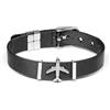 WearTravelers Bracciale Regolabile con Aereo per Donna Ragazza in Acciaio Inox - Completo di Charm a Forma di Aereo - Idea Regalo per Compleanno Viaggiatrice - Modello Parigi (Nero con Charm Argento)