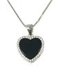 Gioielleria Bucci COLLANA CUORE DA DONNA IN ARGENTO 925 RODIATO ORO BIANCO CON ONICE E ZIRCONI