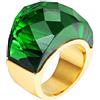HIJONES Anello di Pietra di Cristallo da Donna in Acciaio Inossidabile Gioielli per Feste retrò Placcato Oro Verde Taglia 19