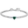 Luca Barra Bracciale Tennis Donna in Acciaio con Cristalli Bianchi e Cuore Cristallo Verde. La referenza è BK2520