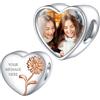 NINGAN Personalized Photo Charms Birth Flower Aprile Daisy Beads Argento Sterling Personalizzare Immagine Cuore d'amore per le donne Bracciali e collane Regali per le ragazze