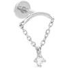 LiMinM Orecchini da Donna con Foro filettato a Testa Piatta con Catena in zircone S925(Silver)