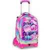 SJ GANG STYLE JAM GANG Trolley Jack 8 ruote SOFT POUCH GIRL, Multicolore, 34L, Scomponibile, Crossover System, 3 in 1, Spallacci a scomparsa, Tasca frontale con mini zaino, Scuola elementare, Bambina