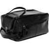 SID & VAIN® borsa toiletry vera pelle BRISTOL grande borsetta necessaire Toilette pochette beauty case da Viaggio uomo donna nero prodotto artigianale