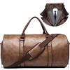 BOLOSTA Portabiti da viaggio in pelle da viaggio per indumenti da uomo convertibile borse da viaggio con scomparto per scarpe, impermeabili, perfette per viaggi d'affari/marito, Marrone, Viaggi