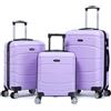 R.Leone Valigia da 1 Fino a Set 4 Trolley Rigido grande, medio, bagaglio a mano 55x40x23 cm Wizz, ITA Airways e bagaglio 45x36x20 cm EasyJet in ABS 8001 (Lilla, Set 3 Pezzi S M L)