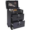 soudesileim Valigetta per trucchi, con 2 cassetti e 2 lucchetti, grande 36 x 23 x 58 cm, con ruote, girevole a 360°, grande capacità, Nero , moderno