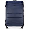 WITTCHEN Valigia grande trolley da viaggio check-in guscio rigido ABS con 4 ruote piroettanti chiusura a combinazione maniglia telescopica Globe Line Blu Navy Ryanair/ITA Airways