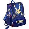 VARZI Zaino Sdoppiabile Sonic Scuola : Stile e Velocità in Ogni Avventura, Versatile e Funzionale per Giovani Fan del Blu Eroe! Con Penna Omaggio