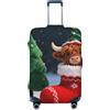 Zelinge Design carino bagagli copre per valigia viaggio valigia copertura protezione antigraffio coperture, Scena festiva di vitello delle Highland di Natale, for 25-28 Inch Luggages L