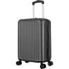 R.Leone Valigia 55x35x20 espandibile 55x35x25 cm Trolley Bagaglio a mano 4 Ruote in ABS Air Asia, Air France, Ita airways, KLM, EasyJet, Ryanair 3182 (Grigio, Valigia 55x35x20+5cm espandibile)