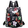 FANDARE Borse Zaino Donna Borsa a Spalla Antifurto Borsa Zaini Tipo Casual Ragazza Borse Scuola Adolescente Daypacks per Outdoor Viaggio 3 in 1 Scuola Bag Impermeabile Nylon, fiori neri, L, Semplice