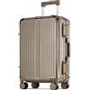 POSH Valigetta rigida in policarbonato con cornice in alluminio - Valigia da viaggio in alluminio: bagaglio a mano, taglia media - Carrello con doppia chiusura TSA e 3 fodere protettive, oro, Medium