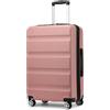 KONO Valigia Media da 65 cm, Valigie Trolley Bagaglio a Mano Rigido Espandibile, Leggera Serratura TSA, 4 Robuste Ruote Girevoli (Nudo, 65 x 43.5 x 25 cm)