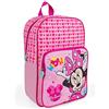 PERLETTI Zaino Bambina Minnie Rosa - Asilo con Topolina Scuola Materna Doppia Cerniera - Cartella Piccola con Tasca Frontale Viaggi Leggera Pratica Resistente 36x24x12cm