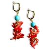 Handmade Orecchini Pendenti in Corallo e Pasta di Turchese - Orecchini Artigianali Fatti a Mano, Bijoux Donna Eleganti, Made in Italy, Idea Regalo