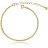 Meissa Catena a corda in argento 925 Chiusura aragosta per donne uomini Bracciale a strati d'oro fatto a mano Catena spessa Bracciale impilabile regolabile, Oro