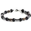 PSS Bracciale uomo pietre dure naturali Opale Ematite e Onice Nero con chiusura in acciaio