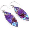 Handmade Orecchini pendenti con pietra viola fatta a mano in argento sterling 925 con pietra preziosa turchese naturale di rame viola per lei