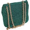 Handmade Generico Borsa a Tracolla Uncinetto Verde con Catena Dorata, Borsa a Mano Rettangolare Fatta a Mano, 24x20x8 cm, Stile Bohemian, Fodera Tartan