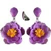 Surja Orecchini fiore di peonia con clips | Smalti a cottura | Clips in acciaio chirurgico