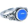 GEMS VIBES Anello in calcedonio naturale Gems Vibes, in argento sterling 925, per donne, anello con promessa, regalo d'amore per lei, anello con pietra preziosa in calcedonio blu, misura 7