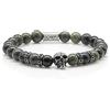 Generic Bracciale serpentino Bracciale con perline Teschio verde 8 mm Anello distanziatore in acciaio inossidabile Perline Donna Uomo (Argento)