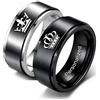 Ihanskio Personalizzato glassato corona coppia anelli all'interno del testo inciso Anelli di promessa per lui e lei personalizzato coppia bande per anniversario Matrimonio Fidanzamento (Nero-8mm-Spinner)