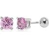 Meissa Orecchini a sfera con chiusura a vite da donna in argento 925 pietra rosa CZ perno per piercing multipli Unisex Anallergico, Pietra rosa