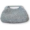 DUST/ROSE Clutch all'Uncinetto Fatta a Mano, Argento, 28x16x14 cm, Fettuccia Metallizzata, con Tracolla Rimovibile