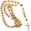 Generic Collana a catena con perline croce a catena 7 mm x 9 mm perline di legno lunghezza circa 80 cm perle collana di perle rosario donna uomo